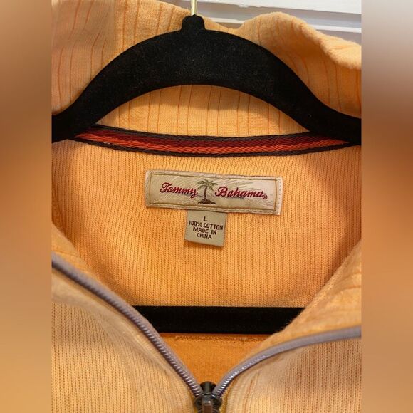 Tommy Bahama Pullover Men’s Large 1/4 Zip Orange Preppy Coastal Beach Logo - Picture 3 of 7